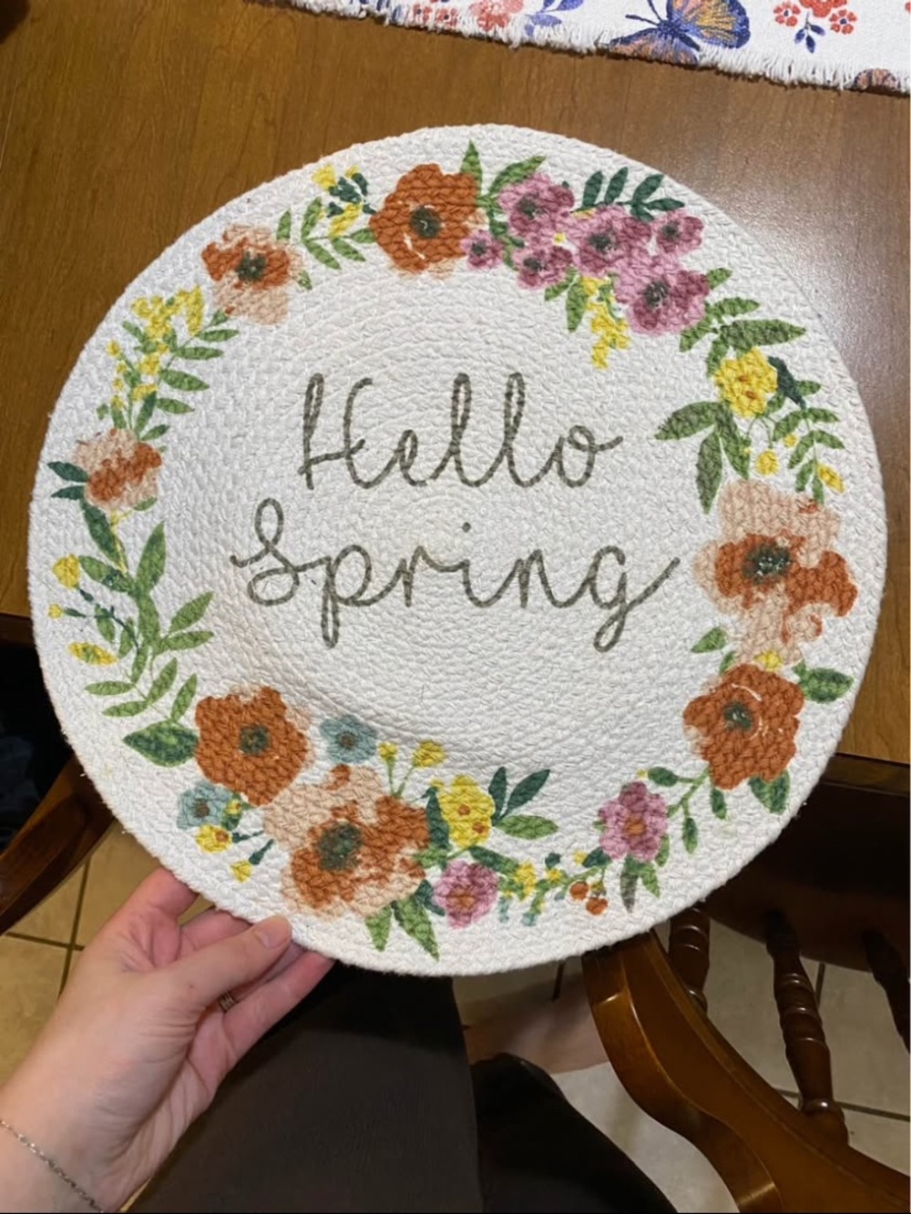 Hello Spring Round Floral Placemat